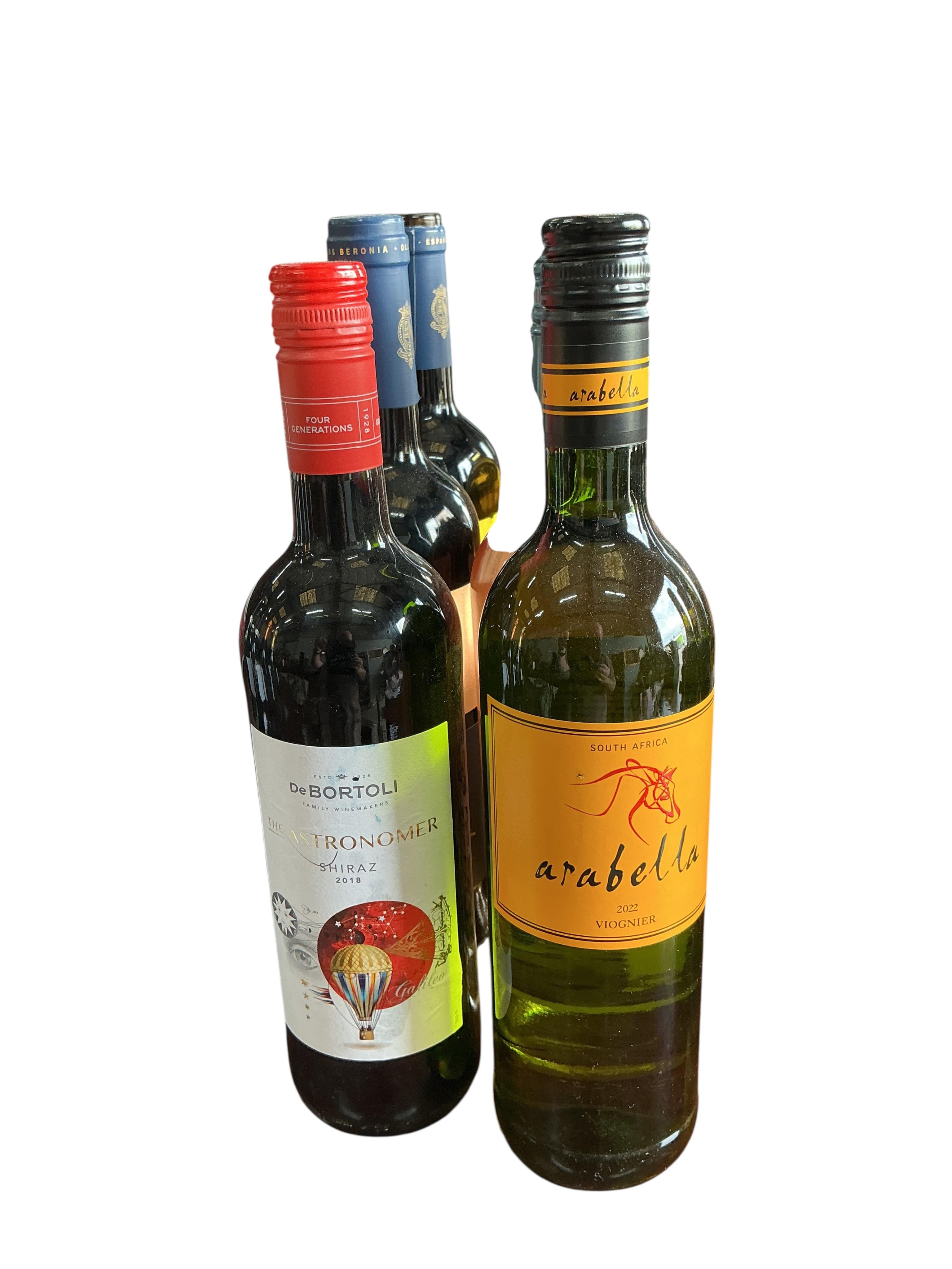 Eleven bottles of assorted white, red and rose wine to include Berry Bros & Rudd New Zealand Sauvignon Blanc (5), Arabella Viognier and Beronia 2018 Reserva Rioja. (Provenance, surplus stock from a local wedding company)